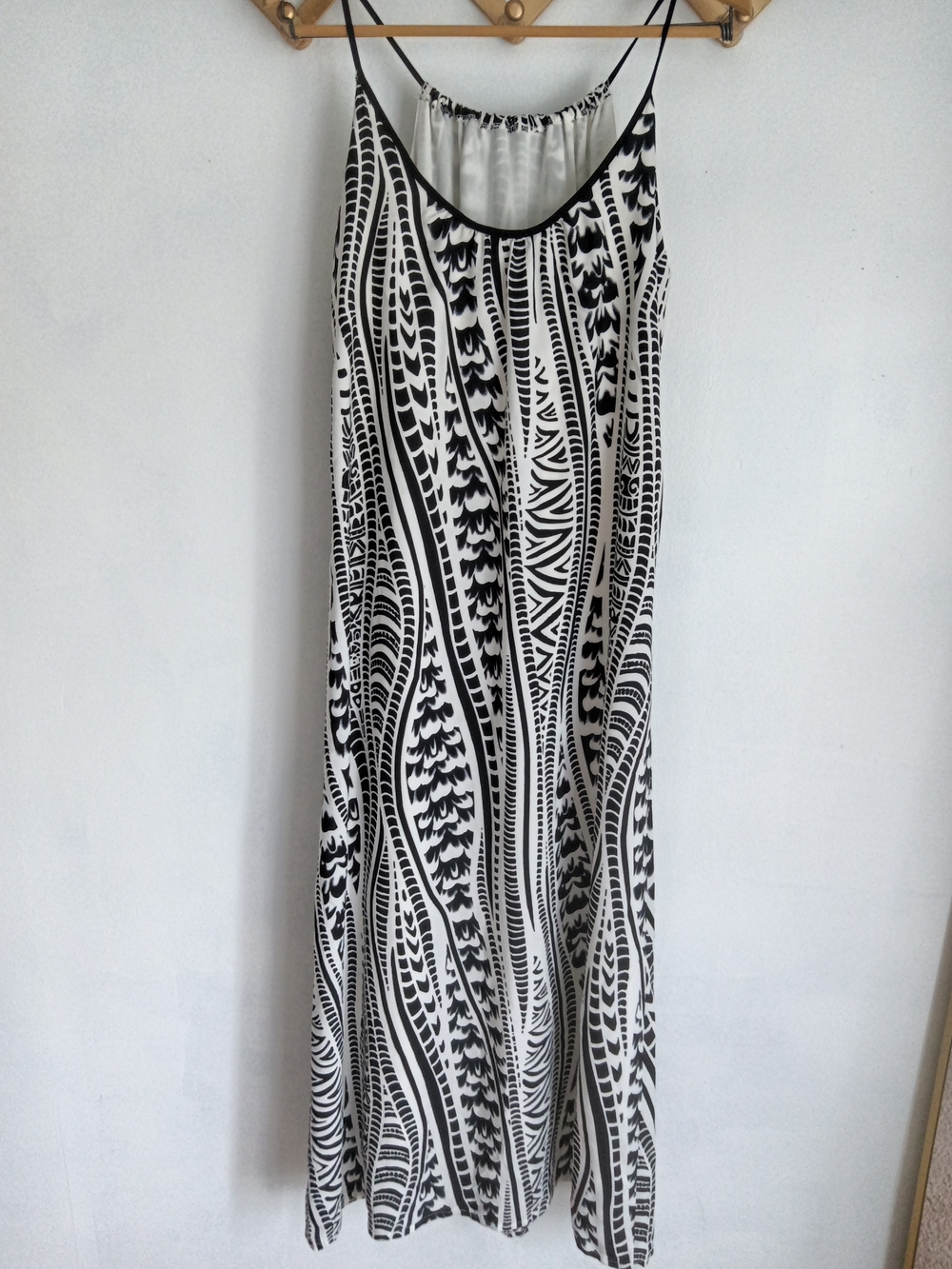 Pink Owl Black & White Maxi Slip Dress with Spaghetti Straps